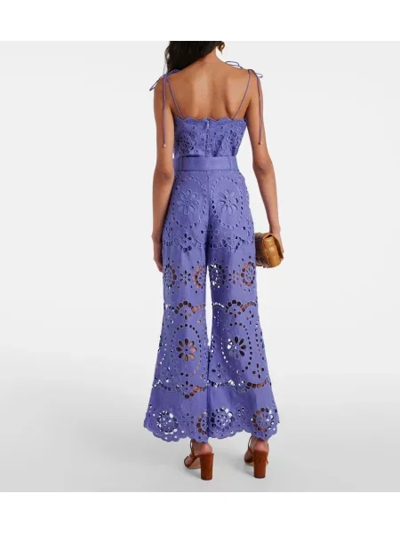 Cropp pantaloni Zimmermann cu broderie de in albastru