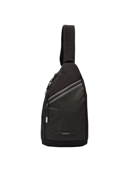 Csíkos crossbody táska Calvin Klein fekete