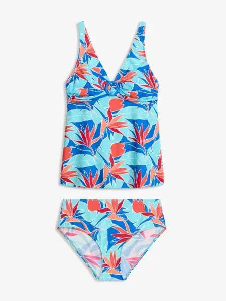 Tankini z ozdobnym kółkiem 2 części niebieski