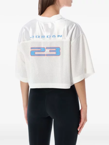 Decupat top Nike plasă cu broderie alb