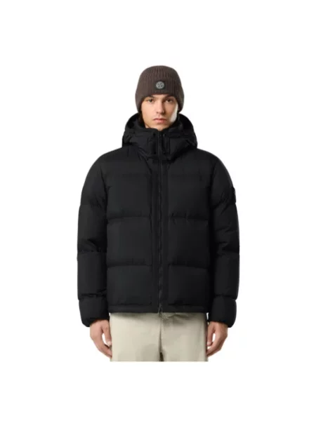 Lniana kurtka Stone Island z kamieniami czarna