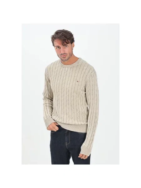 Tommy Hilfiger sweter zielony lekki beżowy