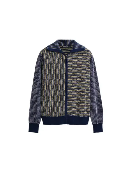 Desigual Geacă tricotată albastru noapte / oliv alb