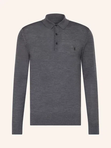 Allsaints Úpletová Polokošile Mode Z Merino Vlny šedá