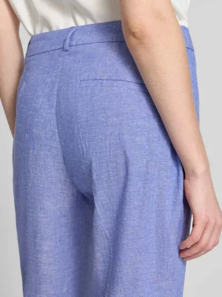 Spodnie materiałowe o kroju straight fit z mieszanki lnu Christian Berg Woman Selection niebieskie