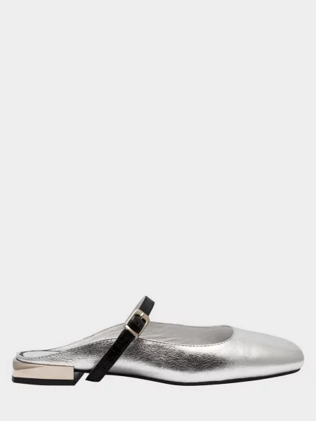 Кожаные мюли Enzo Verratti серебряные
