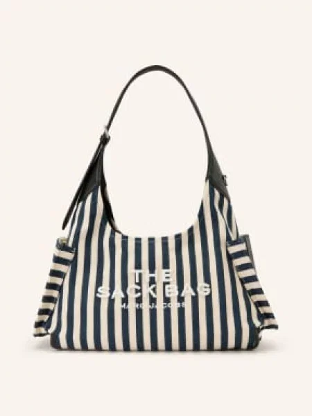 Marc Jacobs Torba Na Ramię The Stripe Canvas Belted Sack Bag blau czarna
