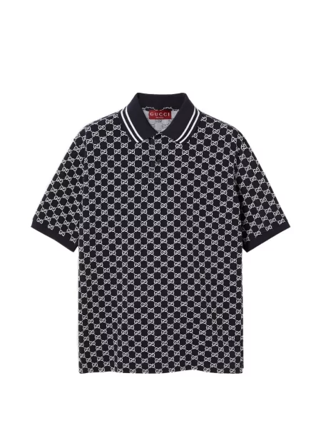 Tricou polo Gucci din jacard negru