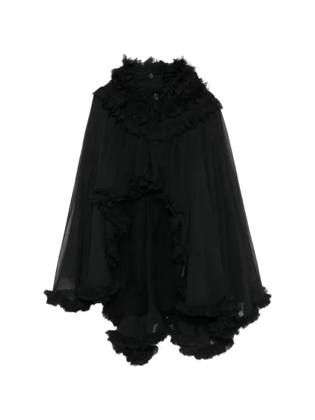 Geacă Noir Kei Ninomiya cu volane asimetrică negru