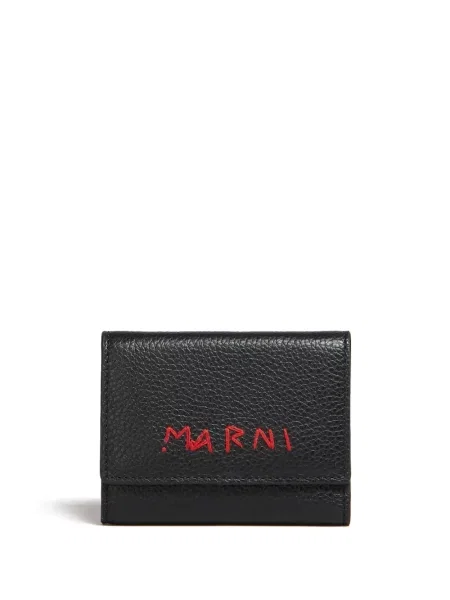 Portofel Marni cu broderie din piele negru