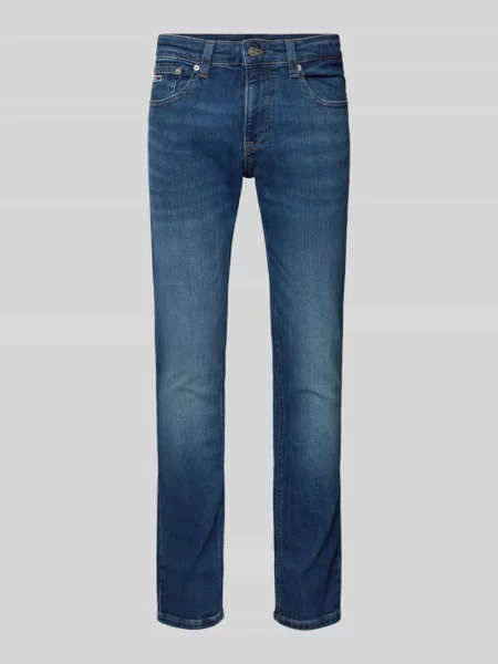 Jeansy o kroju slim fit z wyhaftowanym logo Tommy Jeans niebieskie