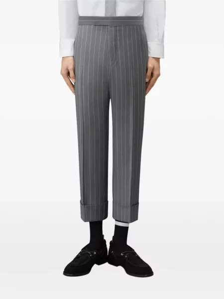 Pantaloni Thom Browne de lână cu dungi gri