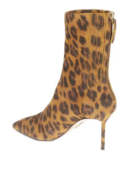 Cizme scurte Aquazzura cu imagine cu model leopard maro