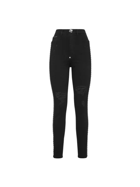 Jeansy Philipp Plein z wysoką talią czarne