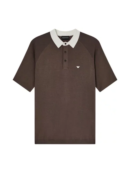 Dzianinowa koszulka polo Emporio Armani brązowa