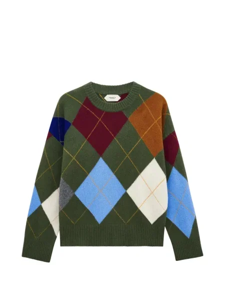 Pulover Pringle Of Scotland cu model argyle cu decolteu rotund verde