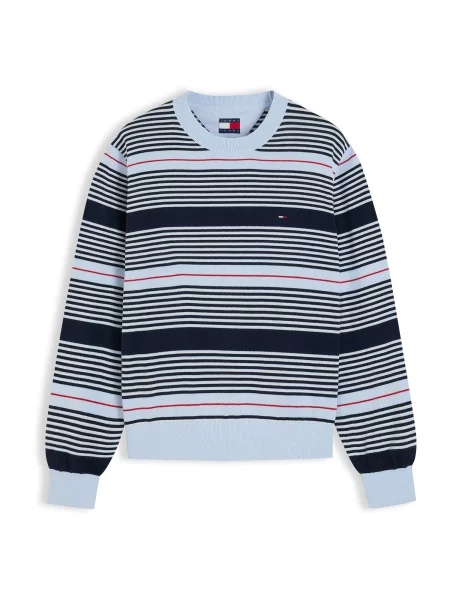 Tommy Jeans Pulover ESSENTIAL bleumarin / albastru pastel / sângeriu alb