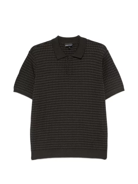 Scurt tricou polo Emporio Armani tricotate gri