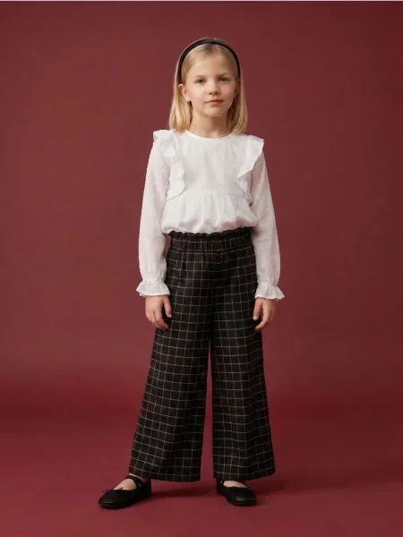 Sinsay kostkované kalhoty wide leg černá