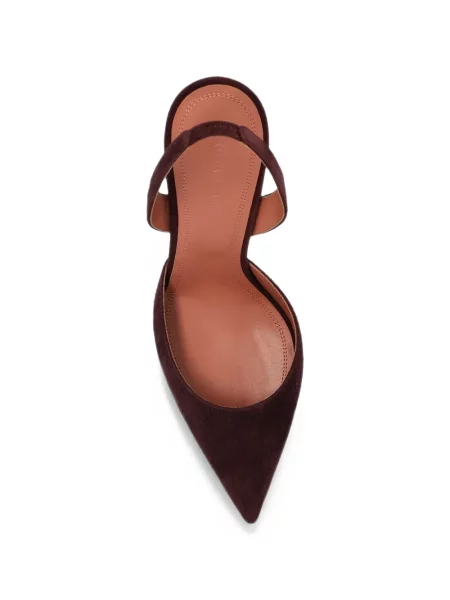 Pantofi cu toc Amina Muaddi din piele de căprioară slingback roșu