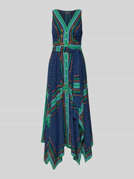 Dopasowana sukienka casualowa z wzorem na całej powierzchni model VROSCHBEE' Lauren Ralph Lauren niebieska