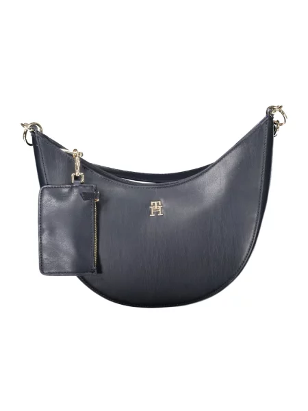 Lniana torebka Tommy Hilfiger niebieska