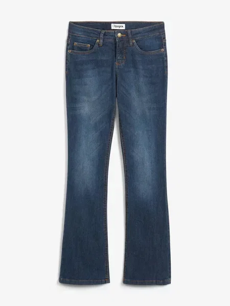 Jeansy ze stretchem o kroju bootcut mid waist niebieskie