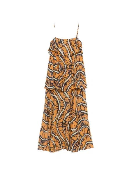 Rochie maxi Alemais cu volane portocaliu