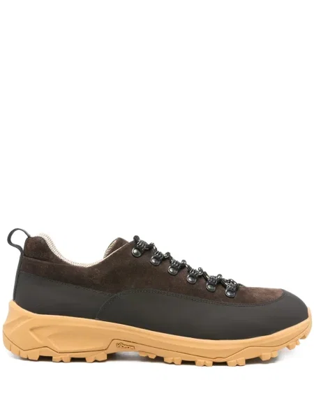 Sneakerși Eleventy cu șireturi din piele de căprioară maro