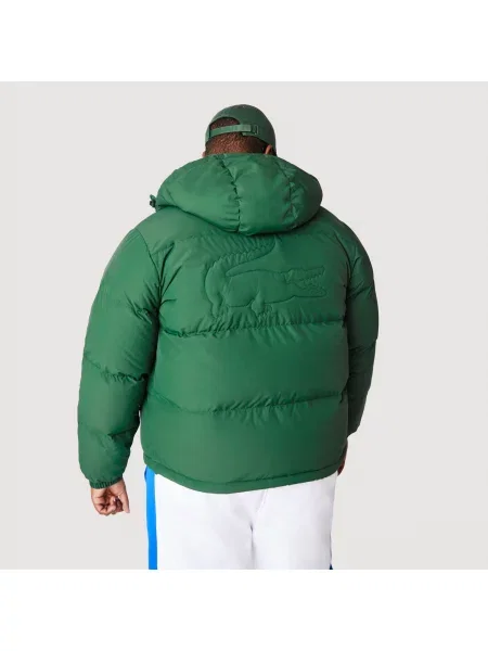 Lacoste Pikowana Wodoodporna Krótka Kurtka zielona