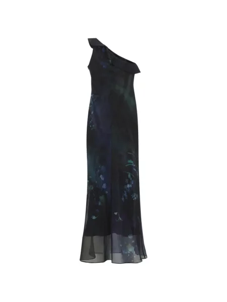 Rochie maxi Giorgio Armani cu model floral cu un umăr gol de costum negru