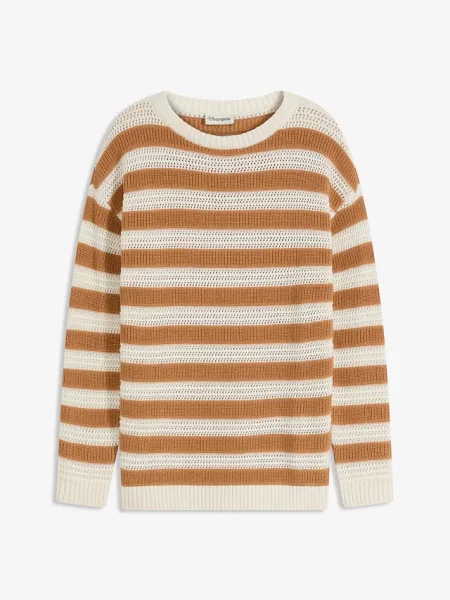 Sweter oversize z czystej bawełny brązowy