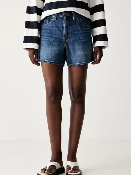 Levi's pantaloni scurți pentru femei din denim CINCH MID-THIGH albastru