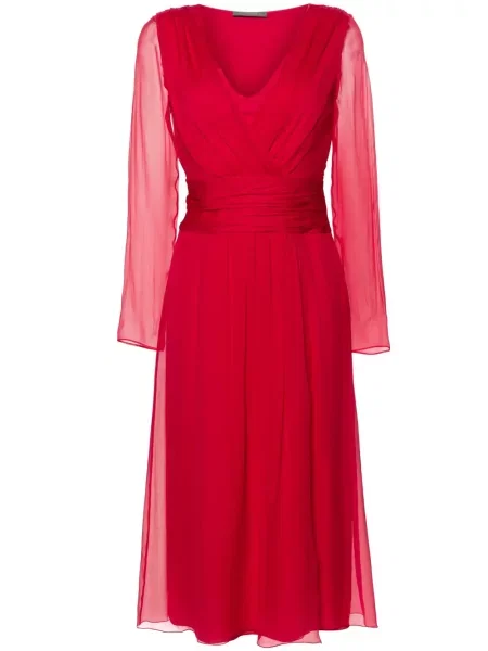 Rochie Alberta Ferretti de mătase de costum roșu