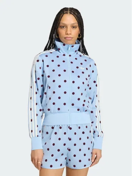Adidas Hanorac Satin Polka Dots Tt Track Top deschis albastru