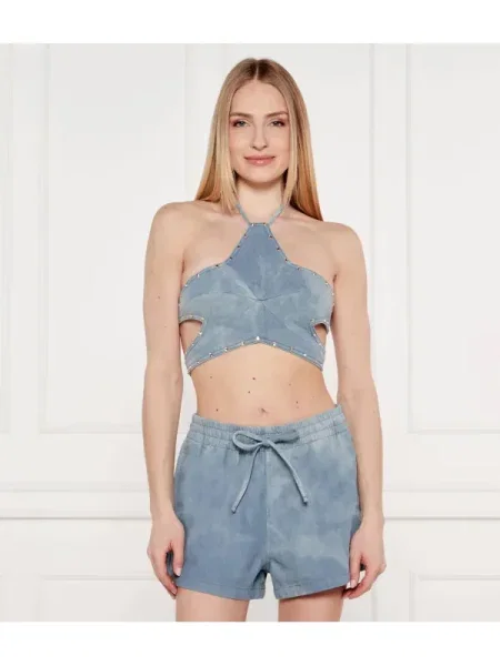 Cropp top din denim One Teaspoon albastru