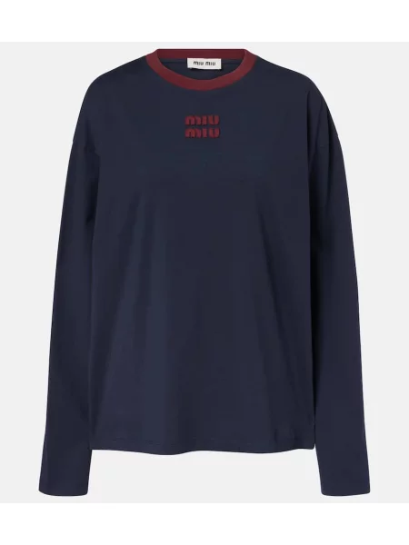 Tricou Miu Miu din jerseu albastru