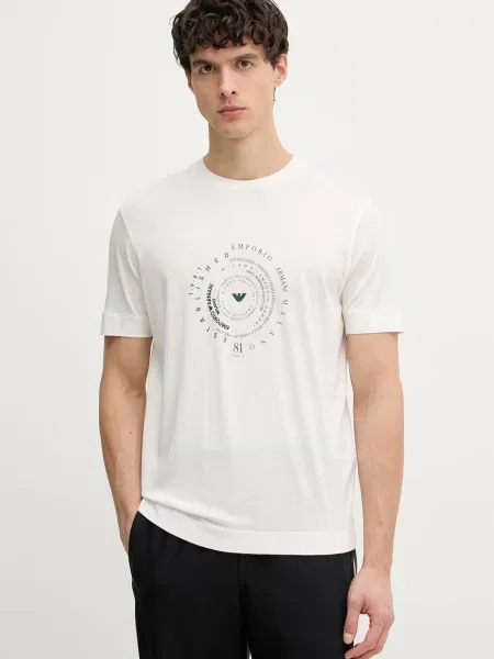 Emporio Armani tricou pentru bărbați din lyocell bej