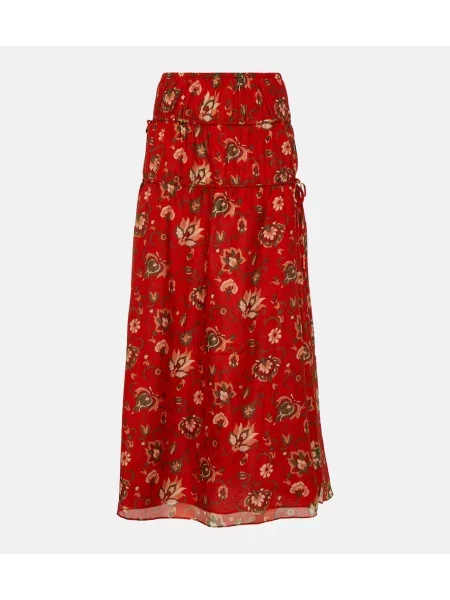 Fusta maxi Sir de mătase cu imagine