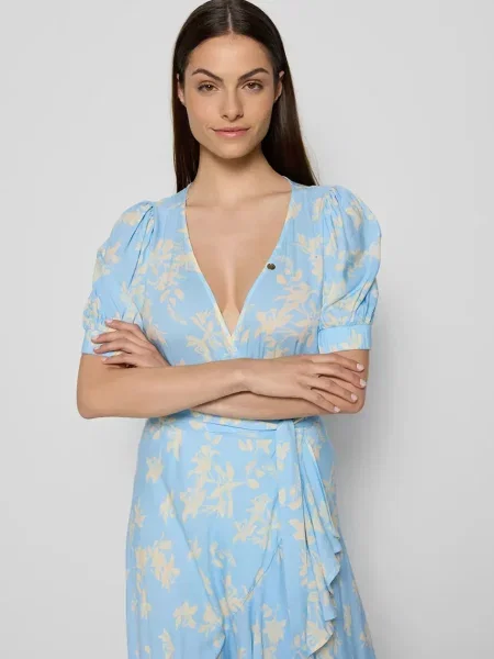 Bizuu sukienka ISLAY midi rozkloszowana ISLAY BŁĘKITNY niebieski