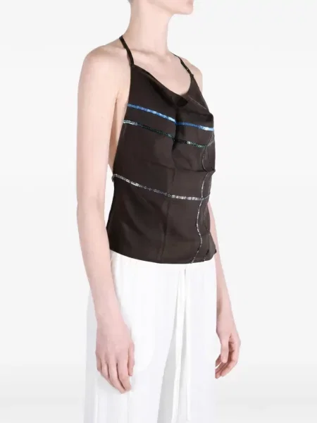Top Paloma Wool cu paiete de lână maro