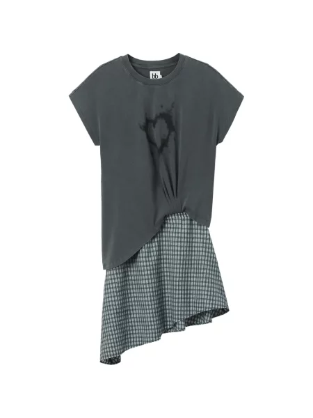 Rochie B+ab în carouri asimetrică gri
