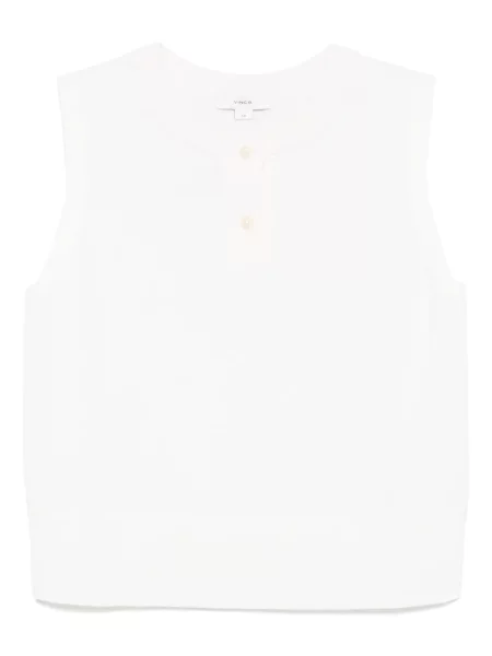 Top Vince tricotate cu guler henley alb