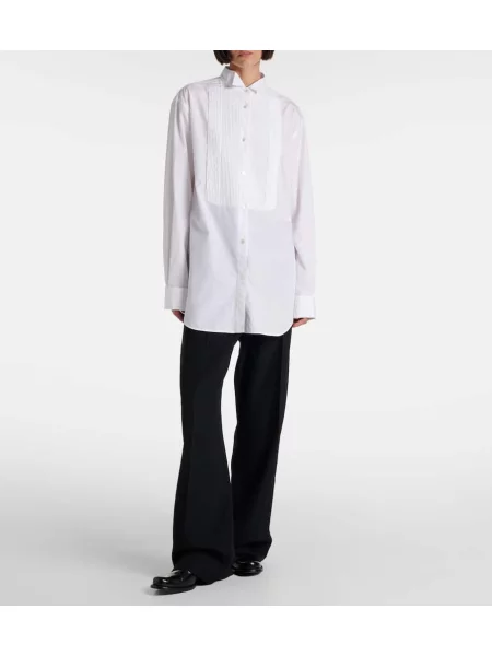 Cămașă The Row din poplin alb
