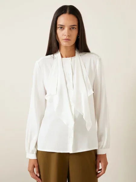 Max Mara Halenka S Vázačkou Leccio Z Hedvábí bílá