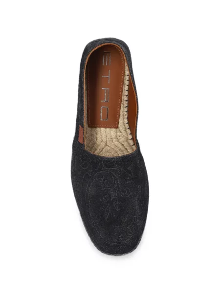Espadrile Etro din piele de căprioară cu model paisley negru
