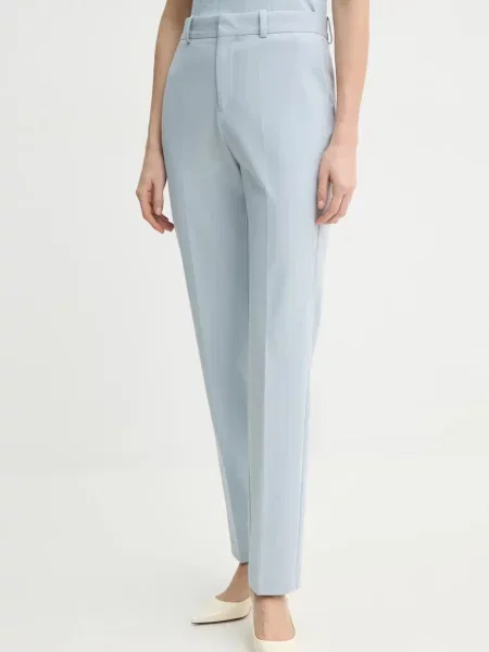 AERON pantaloni LOUI femei fason tigareta high waist albastru