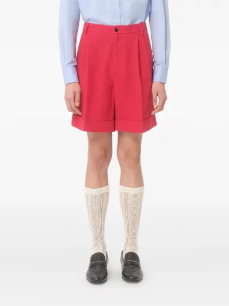 Lněné bermudy Valentino Garavani červené