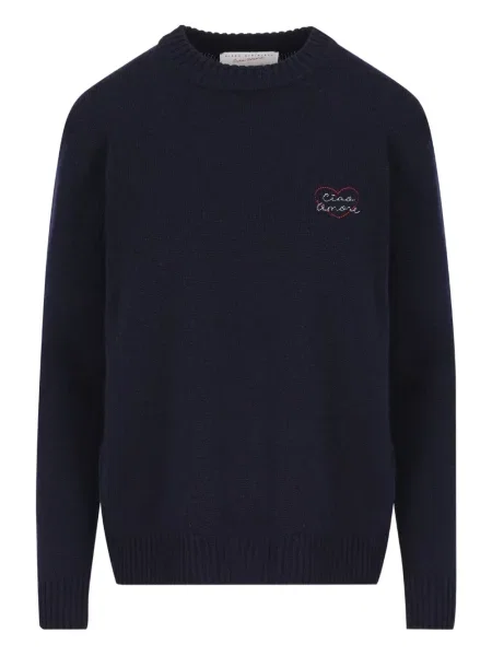 Pulover Giada Benincasa cu broderie din cașmir albastru