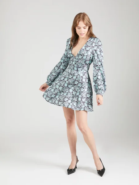 GLAMOROUS Šaty tyrkysová / čierna biela